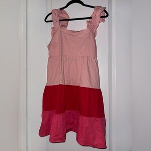 LC Lauren Conrad Size Large Pink Color Block Tiered Sleeveless Dress